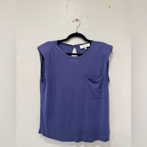 Equipment Femme Purple Modal Blend Top L Keyhole Back